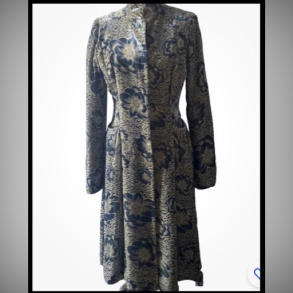 Vivienne Tam Vintage Lotus Flower Velvet Coat Dress